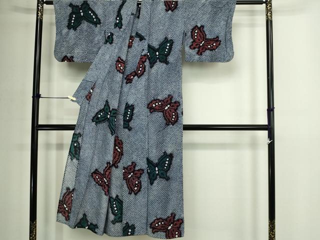 平和屋着物∴夏物 浴衣 有松鳴海絞り 舞蝶文 綿 逸品 DABJ6150sf