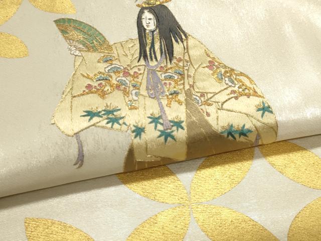 平和屋本店▼太鼓柄袋帯 唐織 人物文 松竹梅 本金箔 正絹 逸品 DABJ6156sf
