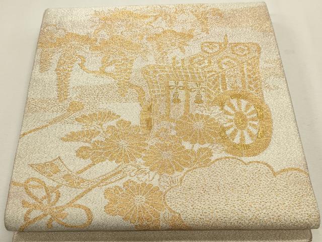 平和屋本店▼太鼓柄袋帯 つづれ織 花御所車文 本金箔24K 正絹 逸品 DABJ6170sf
