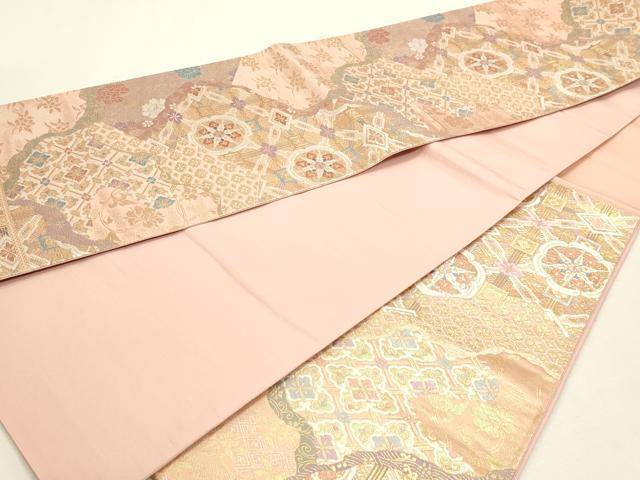 平和屋本店▼六通柄袋帯 唐織 道長正倉院花文 本金箔二重織 正絹 逸品 DABJ6171sf