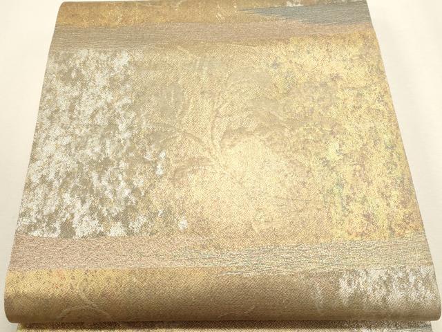 平和屋本店▼六通柄袋帯 唐草文 もみ泥金唐箔 正絹 逸品 DABJ6172sf