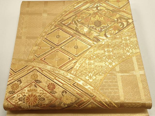 平和屋本店▼西陣 六通柄袋帯 九百錦織 鳳凰花菱文 純金箔24K貮重箔 証紙付き 正絹 逸品 DABJ6174sf
