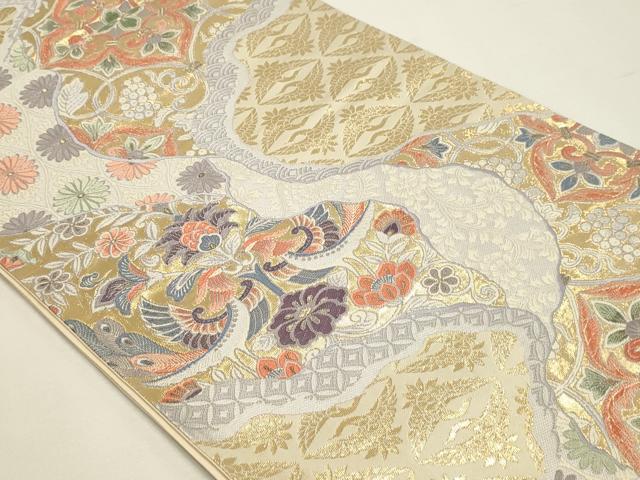 平和屋本店▼六通柄袋帯 唐織 九百錦 道長更紗文 本金箔24K 正絹 逸品 DABJ6175sf