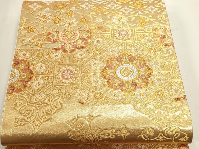 平和屋本店▼六通柄袋帯 正倉院花唐草文 純金二重箔 正絹 逸品 DABJ6180sf
