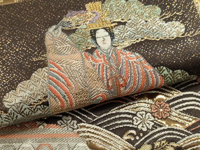 平和屋本店▼六通柄袋帯 九百錦 能衣舞楽文 24k純金箔錦 正絹 逸品 DABJ6182sf
