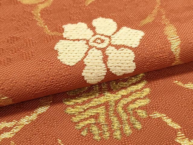 平和屋本店▼六通柄 本袋帯 竹山町笹づる 本金 正絹 逸品 DABJ6190sf