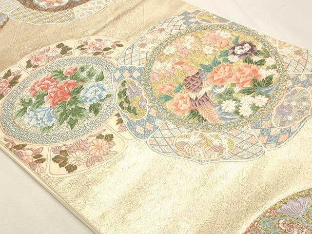 平和屋本店▼六通柄袋帯 唐織 九百錦 花鳥華飛鶴 本金二重箔 正絹 逸品 DABJ6193sf