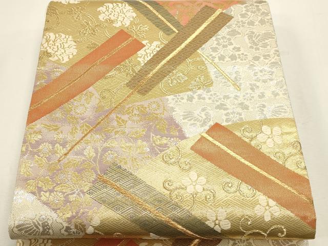 平和屋本店▼六通柄袋帯 花唐草文 本金箔24K 正絹 逸品 DABJ6194sf