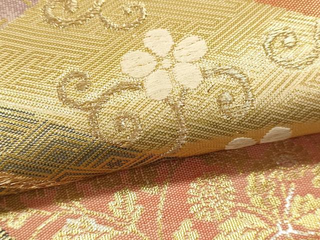 平和屋本店▼六通柄袋帯 花唐草文 本金箔24K 正絹 逸品 DABJ6194sf