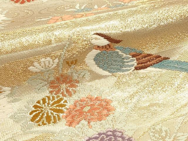 平和屋本店▼六通柄袋帯 唐織 大奥絵巻 弐拾四金二重織 正絹 逸品 DABJ6196sf