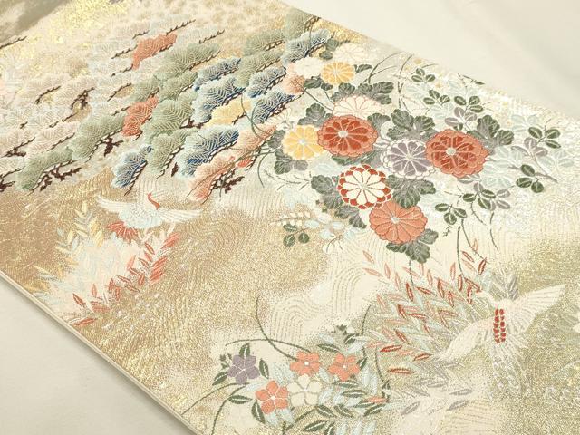 平和屋本店▼六通柄袋帯 唐織 草花文 秀風絽 本金箔 正絹 逸品 DABJ6204sf