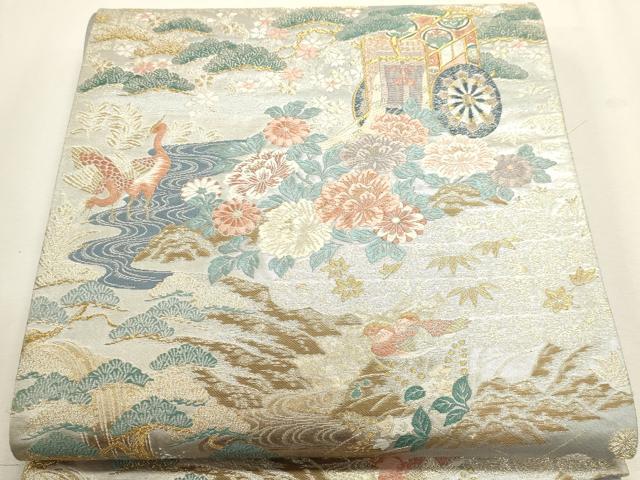 平和屋本店▼六通柄袋帯 唐織 御車華鳥文 本金箔 正絹 逸品 DABJ6215sf
