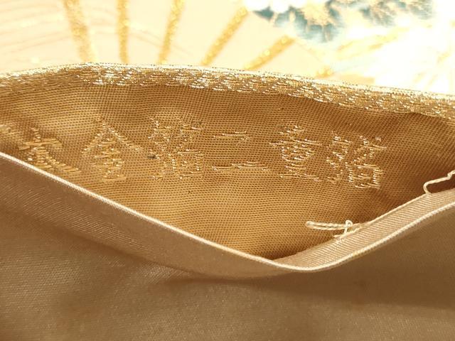 平和屋本店▼六通柄袋帯 唐織 扇面琳派文様 本金箔二重箔 正絹 逸品 DABJ6217sf