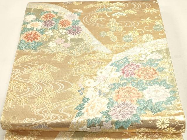 平和屋本店▼六通柄袋帯 唐織 飛鳥飾箔文 本金箔 正絹 逸品 DABJ6287sf