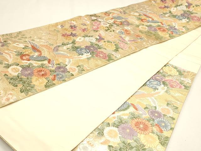 平和屋本店▼六通柄袋帯 唐織 光悦花鳥文 九百本金弐重織 正絹 逸品 DABJ6324sf