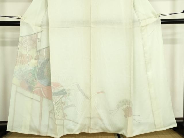 平和屋着物▽訪問着 無双 紗袷 紋紗×絽 人物文 金彩 正絹 逸品 DABJ6473sf
