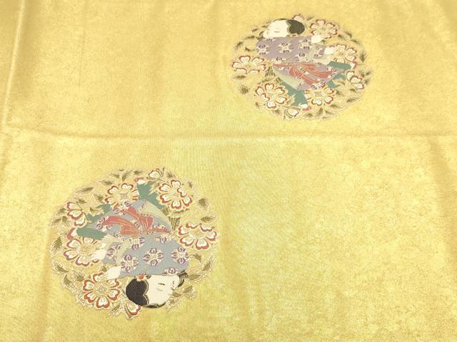 平和屋本店●加賀友禅の巨匠 初代 由水十久 西陣 長嶋成織物 ながしま帯 太鼓柄袋帯 童子唐草文 本金箔 瀞金錦 正絹 逸品 DABJ6485sf