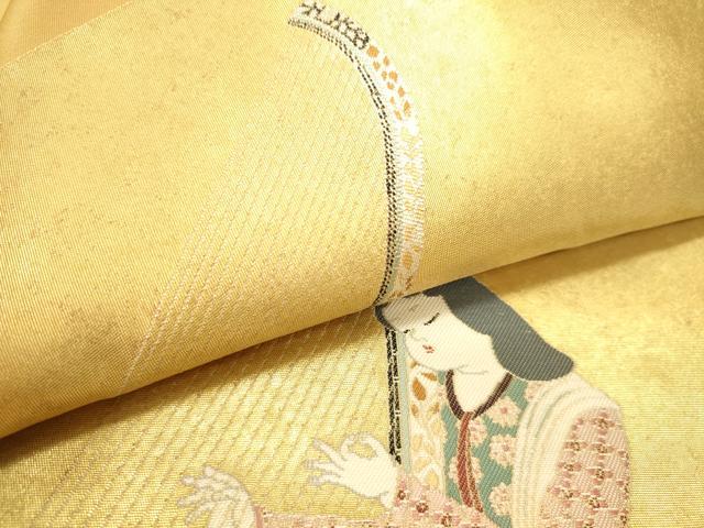 平和屋本店●加賀友禅の巨匠 初代 由水十久 西陣 長嶋成織物 ながしま帯 太鼓柄袋帯 箜篠 本金箔 瀞金錦 正絹 逸品 DABJ6486sf