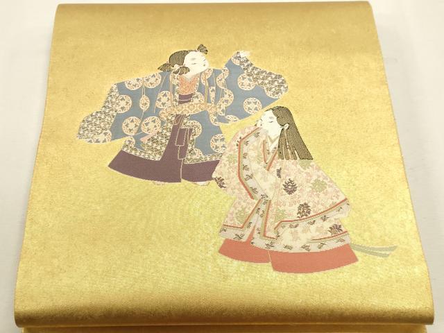 平和屋本店●加賀友禅の巨匠 初代 由水十久 西陣 長嶋成織物 ながしま帯 太鼓柄袋帯 うなゐ児 本金箔 瀞金錦 正絹 逸品 DABJ6489sf