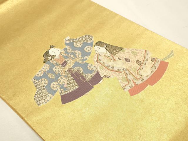 平和屋本店●加賀友禅の巨匠 初代 由水十久 西陣 長嶋成織物 ながしま帯 太鼓柄袋帯 うなゐ児 本金箔 瀞金錦 正絹 逸品 DABJ6489sf