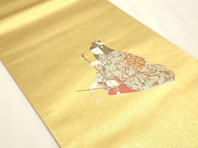 平和屋本店●加賀友禅の巨匠 初代 由水十久 西陣 長嶋成織物 ながしま帯 太鼓柄袋帯 胡弓 本金箔 瀞金錦 正絹 逸品 DABJ6491sf