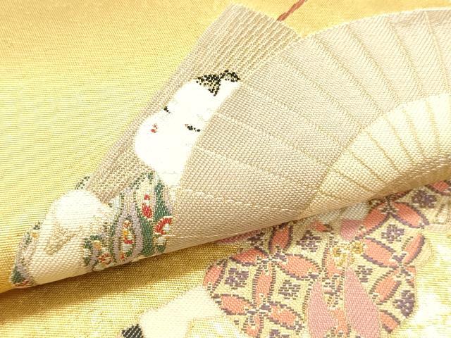 平和屋本店●西陣 長嶋成織物 ながしま帯 加賀友禅の巨匠 初代 由水十久 太鼓柄袋帯 傘 本金箔 瀞金錦 正絹 逸品 DABJ6495sf