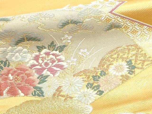 平和屋本店▼六通柄袋帯 唐織 几帳松皮文 本金二重箔 正絹 逸品 DABJ6512sf