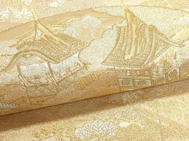 平和屋本店▼六通柄袋帯 古都刀祭礼扇面文 本金 本金箔 正絹 逸品 DABJ6517sf