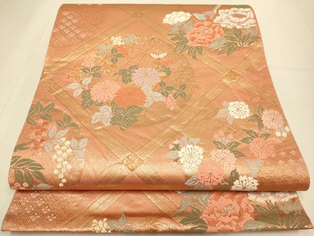 平和屋本店▼六通柄袋帯 唐錦御天井花文 本金箔 三越扱い 正絹 逸品 DABJ6524du