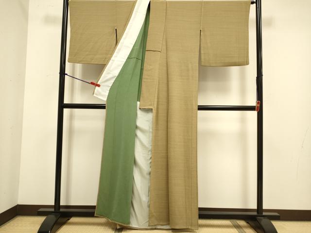 平和屋着物▽上質な小紋 単衣 横段文 鬼しぼ縮緬 正絹 逸品 DABJ6527du