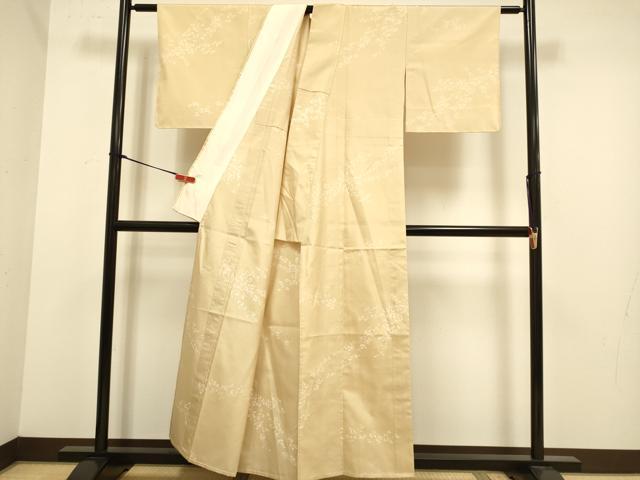 平和屋着物▽上質な紬 単衣 作家物 枝花文 正絹 逸品 未使用 DABJ6529du