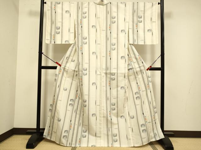 平和屋着物▽上質な紬 単衣 糸車間道 正絹 逸品 DABJ6531du