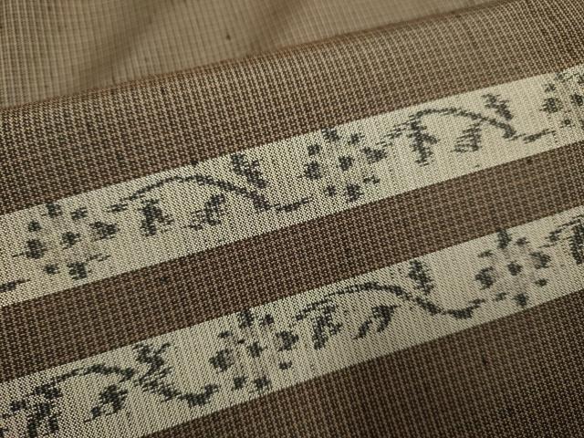 平和屋着物▽上質な紬 単衣 横段花文 やまと誂製 正絹 逸品 未使用 DABJ6532du