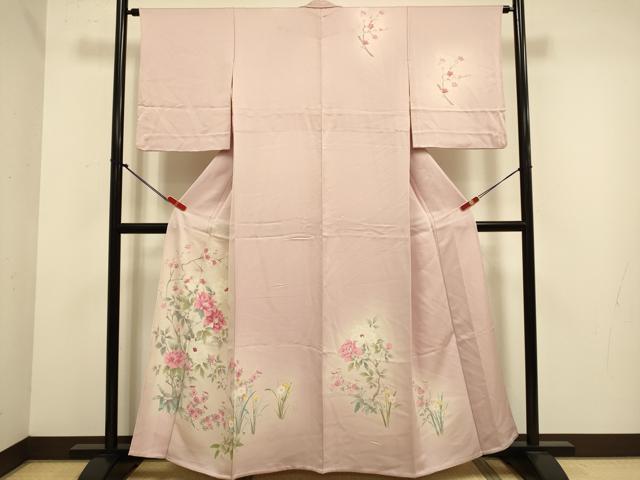 平和屋着物▽訪問着 単衣 枝花文 暈し染め 正絹 逸品 DABJ6542du