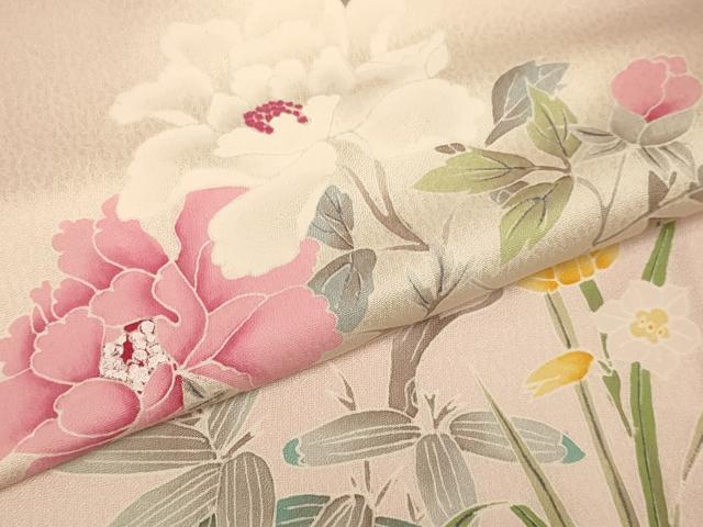 平和屋着物▽訪問着 単衣 枝花文 暈し染め 正絹 逸品 DABJ6542du
