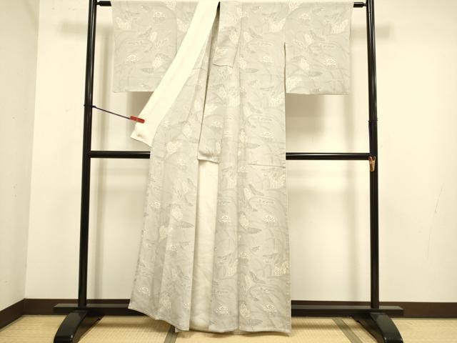 平和屋着物▽上質な小紋 単衣 草花文 正絹 逸品 DABJ6547du