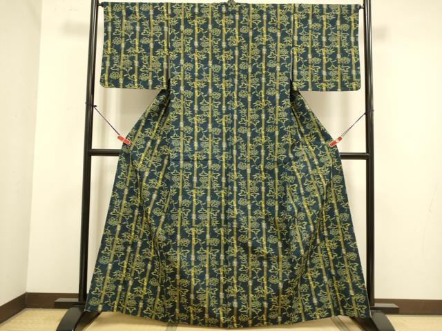 平和屋着物▽上質な紬 単衣 草花間道 正絹 逸品 DABJ6548du