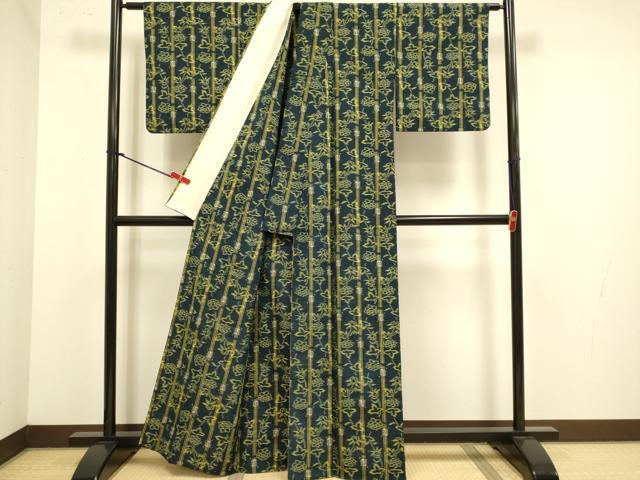 平和屋着物▽上質な紬 単衣 草花間道 正絹 逸品 DABJ6548du