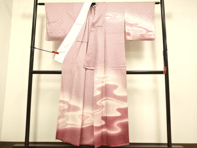 平和屋着物▽訪問着 単衣 霞文 暈し染め 正絹 逸品 DABJ6553du