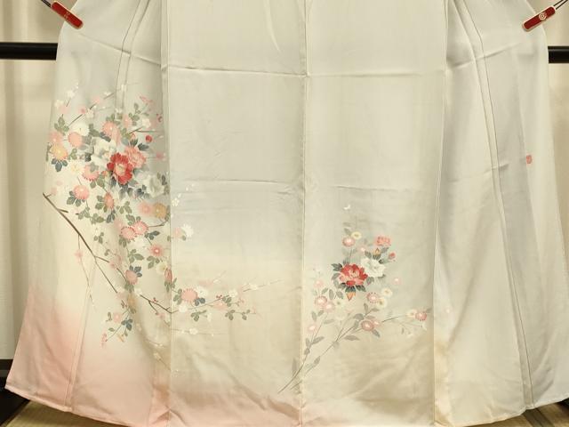 平和屋着物▽訪問着 単衣 友禅 作家物 枝花文 暈し染め 正絹 逸品 DABJ6557du