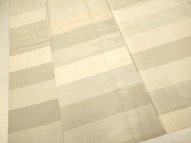 平和屋着物▽上質なお召 単衣 横段文 正絹 逸品 DABJ6561du