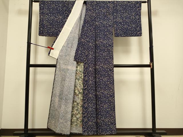平和屋着物▽上質な小紋 単衣 松葉文 正絹 逸品 DABJ6565du