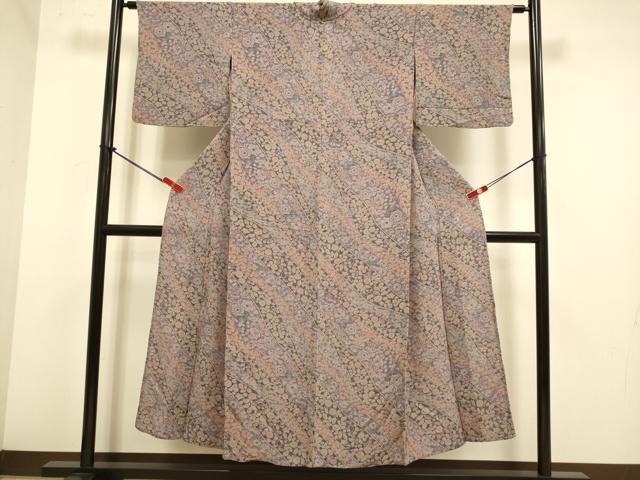 平和屋着物▽上質な小紋 単衣 辻が花 鬼しぼ縮緬 正絹 逸品 DABJ6569du