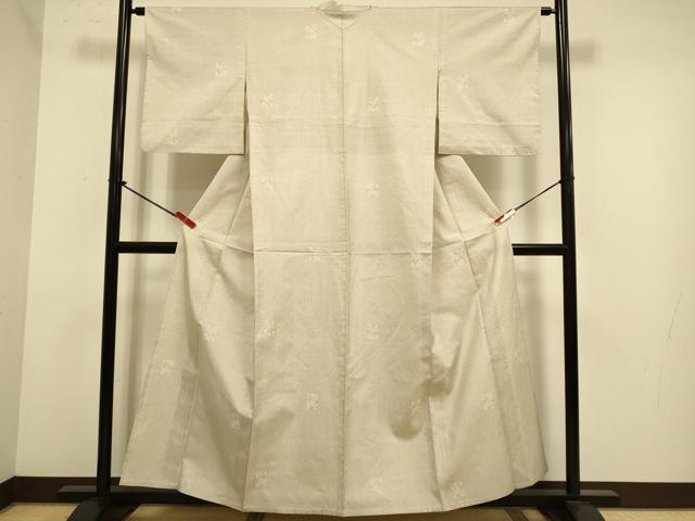 平和屋着物▽本場大島紬 単衣 白大島 7マルキ 色紙花文 正絹 逸品 DABJ6570du