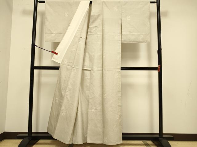 平和屋着物▽本場大島紬 単衣 白大島 7マルキ 色紙花文 正絹 逸品 DABJ6570du