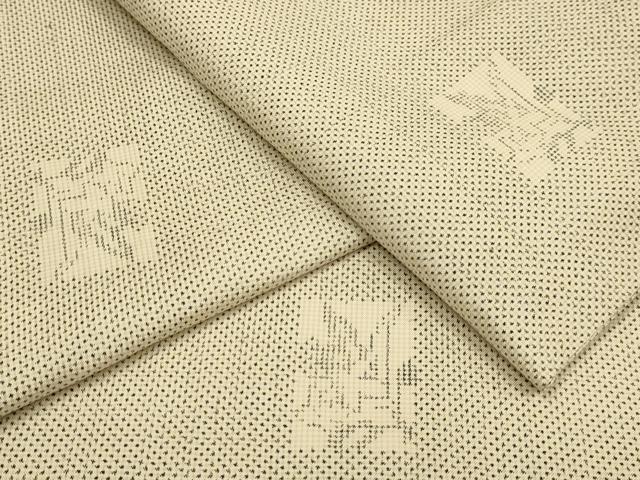平和屋着物▽本場大島紬 単衣 白大島 7マルキ 色紙花文 正絹 逸品 DABJ6570du