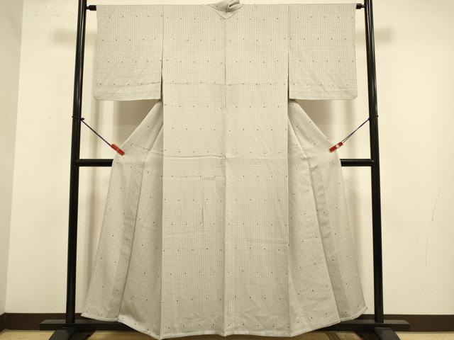 平和屋着物▽上質な小紋 単衣 格子 正絹 逸品 DABJ6614du