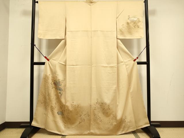 平和屋着物●訪問着 刺繍 地紙花松文 暈し染め 金銀彩 正絹 逸品 未使用 DABJ6641du