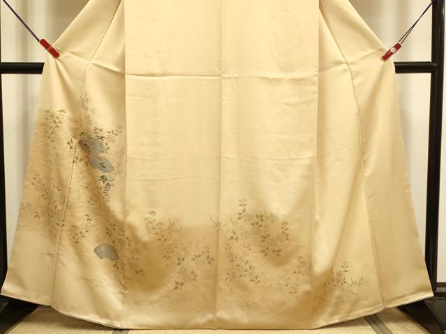 平和屋着物●訪問着 刺繍 地紙花松文 暈し染め 金銀彩 正絹 逸品 未使用 DABJ6641du