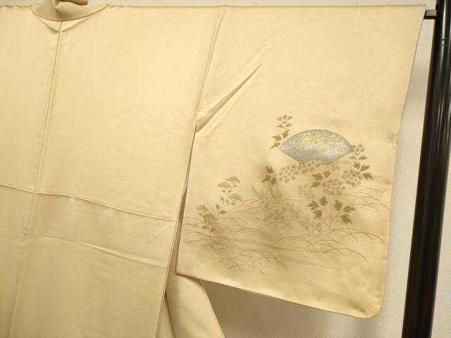 平和屋着物●訪問着 刺繍 地紙花松文 暈し染め 金銀彩 正絹 逸品 未使用 DABJ6641du